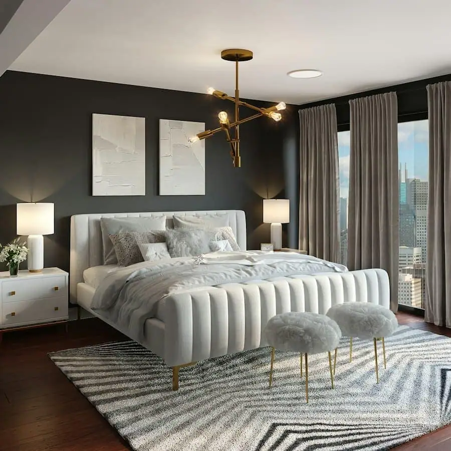 Layered bedding with sheets and a duvet